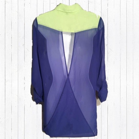 Material Girl Tops - Donated - Material Girl Neon green & blue open bac